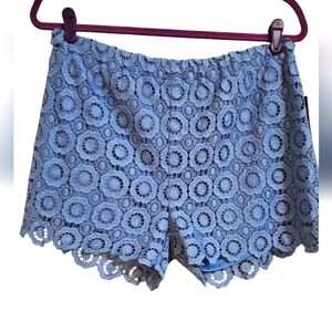 TINSELTOWN Crochet Lace Pull On Elastic Waist Shorts In Blue. Size XL NWT